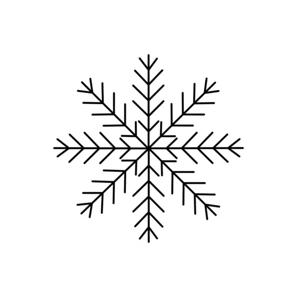 スノーフレーククリスマスシンプルなドア線形手描きベクトルイラスト 冬の休日季節の挨拶カード 招待状 バナー ポスター ステッカーのための新年の要素 — ストックベクタ