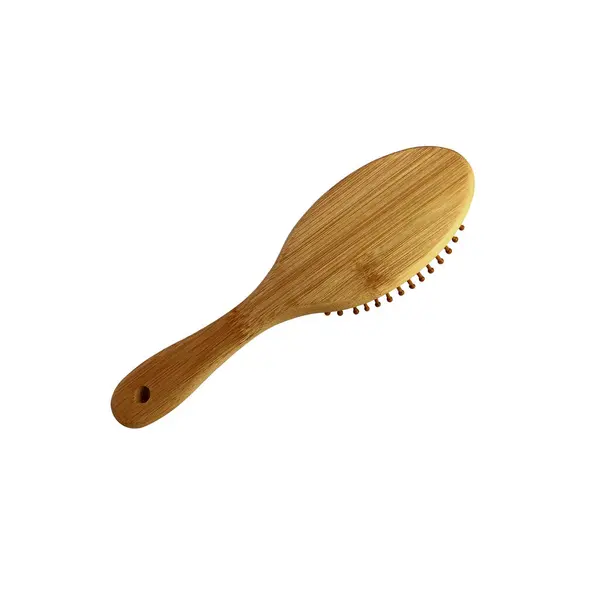 Wooden Hairbrush Isolated Object Bamboo Material Eco Friendly Natural Concept — Stock Photo, Image