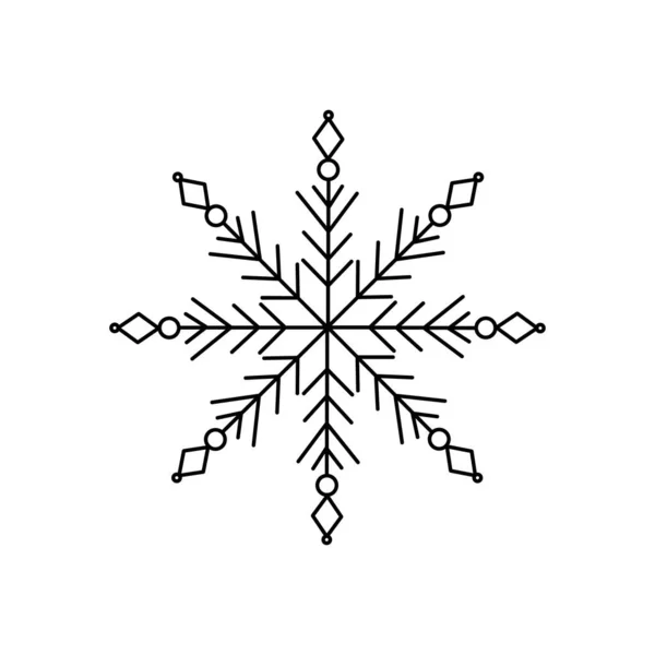 Sněhová Vločka Vánoce Jednoduché Čmáranice Lineární Ručně Kreslené Vektorové Ilustrace — Stockový vektor