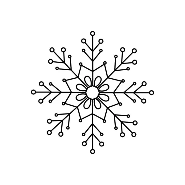 Flocon Neige Noël Simple Doodle Linéaire Illustration Vectorielle Dessinée Main — Image vectorielle