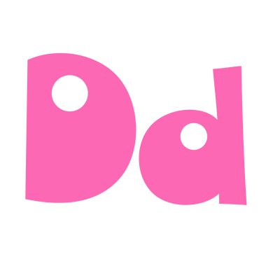 Karalama oyunculu harf D büyük harf, küçük abc renkli çizgi film komik stili, İngiliz alfabe vektör çizimi, çok renkli yazı tipi harfleri, semboller, şirin moda dekoratif harfler