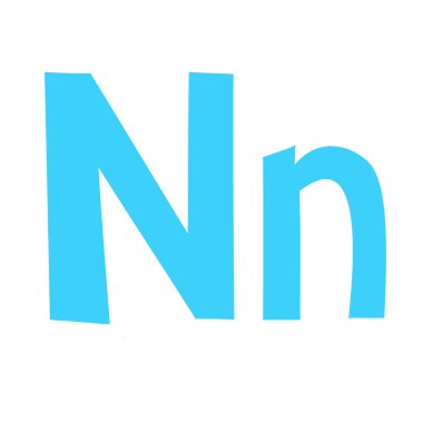 Karalama oyunculu harf N büyük harf, küçük abc renkli çizgi film komik stili, İngiliz alfabe vektör çizimi, çok renkli yazı tipi harfleri, semboller, şirin moda dekoratif harfler