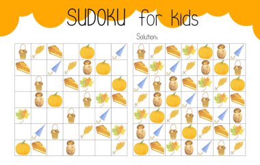 Sudoku eğitim oyunu, boş zaman aktivitesi suluboya çizelgesi, kayıp resimleri doldurmak için basılabilir şebeke, sonbahar Şükran Günü gününün güncel kelime dağarcığı, çözüm bulmacası, öğretmen kaynakları