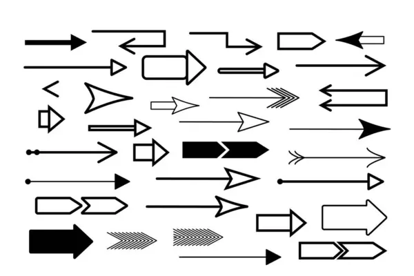 Flechas Conjunto Simple Ilustración Vectorial Dibujado Mano Signo Que Apunta — Vector de stock