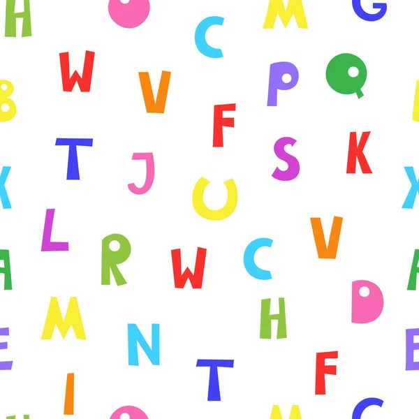 Doodle Παιχνιδιάρικο Κεφαλαίο Αγγλικό Αλφάβητο Γράμματα Αδιάλειπτη Μοτίβο Abc Πολύχρωμα — Διανυσματικό Αρχείο