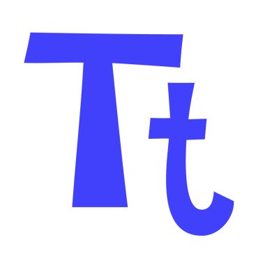 Karalama oyunculu harf T büyük harf, küçük abc renkli çizgi film komik stili, İngiliz alfabe vektör çizimi, çok renkli yazı tipi harfleri, semboller, şirin moda dekoratif harfler