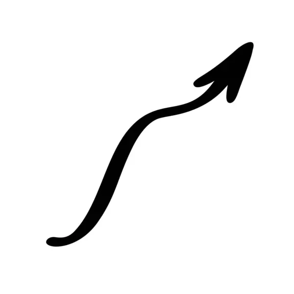 Jednoduchá Šipka Ručně Kreslené Vektorové Ilustrace Volný Tvar Zakřivený Znak — Stockový vektor