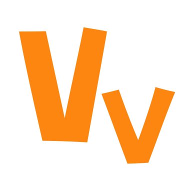 Karalama oyunculu V büyük harf, küçük abc renkli çizgi film komik stili, İngiliz alfabe vektör çizimi, çok renkli yazı tipi harfleri, semboller, şirin moda dekoratif harfler