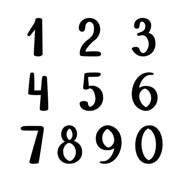 Siffror Som Del Alfabetet Enkel Svart Lineart Vektor Illustration Kalligrafisk — Stock vektor
