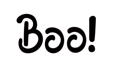 Boo Geleneksel Cadılar Bayramı tatili tasarım unsuru poster, tebrik kartı, davetiye, karikatür tarzı el yazısı, çocuklar için sevimli harfler.