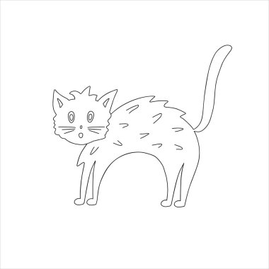 Cadılar Bayramı kedisi çizimi sevimli evcil hayvan vektör illüstrasyonu, kart, poster, parti tasarımı için cadı sihirli hayvan bayramı dekoru