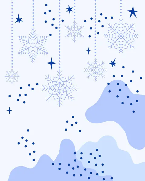 スノーフレーク 抽象要素お祝いのクリスマステンプレートベクターイラスト グリーティングカード ポスター バナー メリークリスマス ハッピーニューイヤーコンセプトの冬の休日の祝賀背景 — ストックベクタ