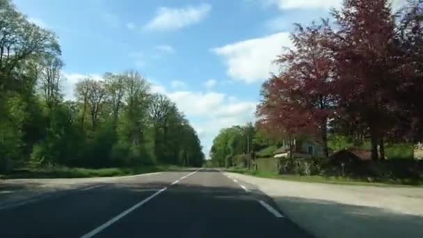 Landstraße Frankreich Aus Der Frontscheibe Des Autos Armaturenbrett Blick Auf — Stockvideo