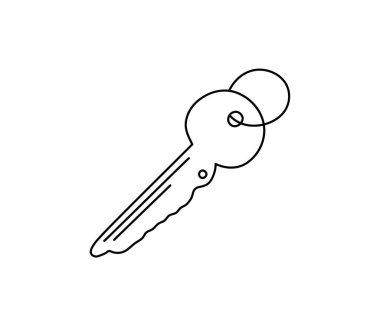 Ev anahtarı basit taslak çizimi karalama çizimi çizimi çizimi, sembol ve konsept konsept ev, güvenlik, izole tasarım klibi, çizgi elementi