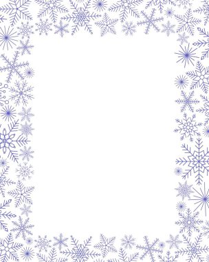 Kar taneleri şenlikli Noel dikdörtgensel çerçevesi basit el çizimi vektör çizimi, yeni yıl bayramı kutlama dekorasyonu davetiye, kart, poster, afiş tasarımı için mükemmel bir şablon.