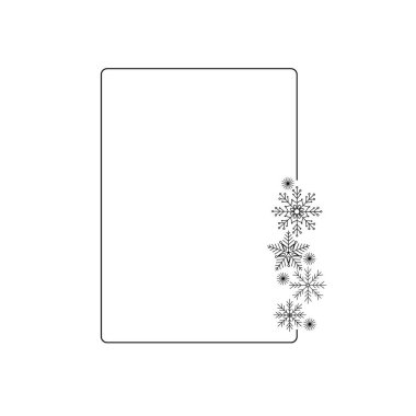 Kar taneleri ince minimalist çerçeve basit el çizimi vektör tasviri mevsimsel karalama süslü Noel dekorları, kış tatili dekorasyonu için mükemmel, parti kırtasiyesi, poster, davetiye