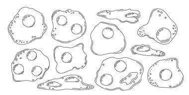 Kızarmış yumurta yemek elementi basit vektör el çizimi, geleneksel protein ve yaşam gücü kahvaltı kaynağı sağlıklı organik diyet yemeği, menü için mükemmel, poster, görgü kuralları.