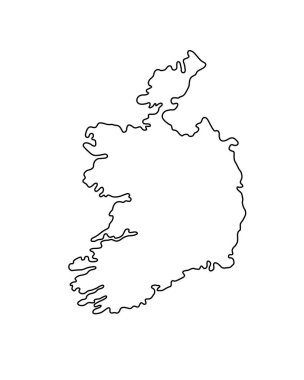 İrlanda ülke haritası basit el çizimi vektör çizimi, İrlanda Cumhuriyeti tasarım için boş şablon, eğitim amaçlı