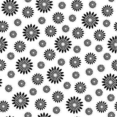 Siyah ve beyaz çiçekler basit düz desenli vektör çizimi, bahar sembolü, rahat ev, herhangi bir bayram kutlama dekorasyonu, tekstil, kumaşlar, hediye kağıdı, kart, afiş, kapak