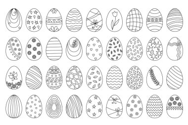 Paskalya bayramı sembolü, bahar festivali için basit karalama vektör çizelgesi, renk sayfası, tebrik kartları, davetiyeler, afişler, çocuklar için etkinlikler.