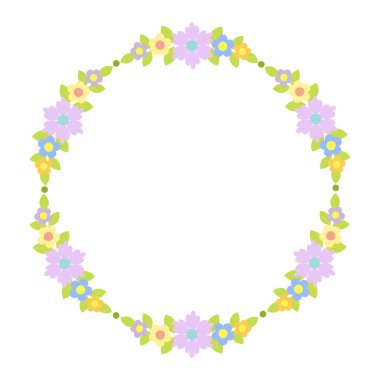 Dekoratif kaprisli çiçekler, yapraklar, düğün için basit çerçeve tasarımı öğesi, doğum günü, kart, arka plan, davetiye, çıkartma, süsleme