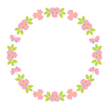 Dekoratif kaprisli çiçekler, yapraklar, düğün için basit çerçeve tasarımı öğesi, doğum günü, kart, arka plan, davetiye, çıkartma, süsleme