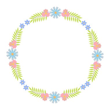 Dekoratif kaprisli çiçekler, yapraklar, düğün için basit çerçeve tasarımı öğesi, doğum günü, kart, arka plan, davetiye, çıkartma, süsleme