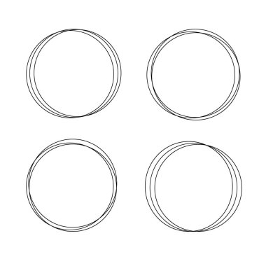 Zarif üçlü yuvarlak çerçeve, basit el çizimi doğrusal vektör koleksiyonu şenlikli veya önemli durumlar için sanat deco tarzı dekor, bayram kutlama şablonu