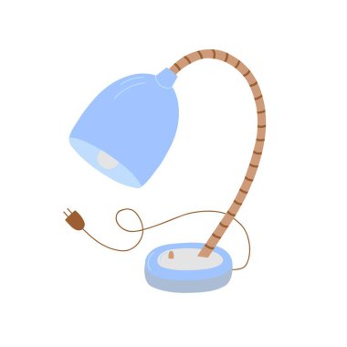 Masa lambası basit düz renkli el çizimi karalama vektör çizimi, sınıf, ev ya da ofis aksesuarı boş zaman ve çalışma için, ev ile ilgili Clipart