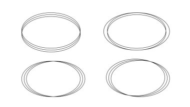İnce minimalist oval çerçeve seti, sanat deco tarzı basit el çizimi doğrusal vektör koleksiyonu şenlik veya önemli durumlar için dekor, bayram kutlama şablonu
