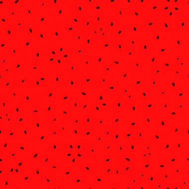 Kırmızı zemin üzerinde karpuz çekirdekleri dikişsiz desen, tatlı lezzetli meyve, organik diyet tatlı, yaz tasarımı için sağlıklı vegan gıda imajı, menü, tekstil, hediye kağıdı, ambalaj dekoru