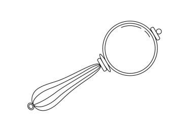 Büyüteç, basit el çizimi tasviri, arama ve keşif için eski retro aracı, karalama stili loupe okul aksesuarı tasarım, dekor için herhangi bir nesneye dikkatlice bakmak için