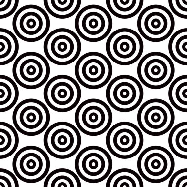 Soyut çoklu çemberler yatay olarak pürüzsüz desen, minimalist basit el çizimi vektör çizimi, dekoratif tek renkli doku, tekstil için tekrarlanan süs, hediye kağıdı.