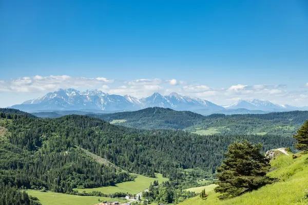 Krásné Panorama Průsmyku Nad Tokarnií Slovensko Pohled Tatry — Stock fotografie