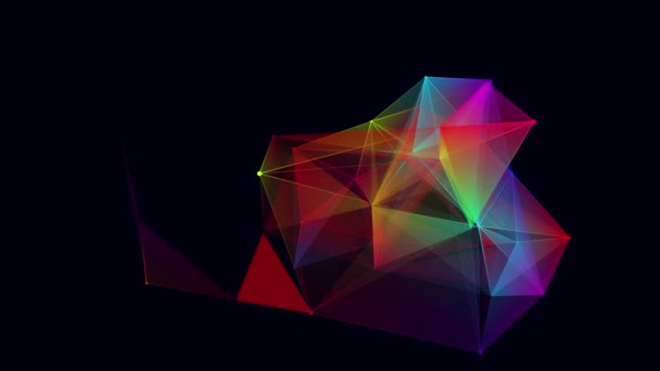 カラーネットワーク接続構造 科学的背景 要約デジタル背景 ビッグデータ可視化 3Dレンダリング — ストック動画