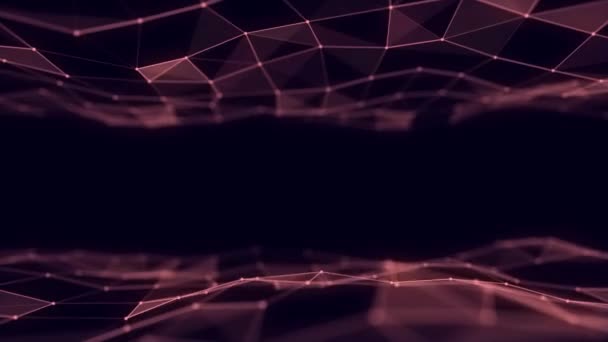 Részecskék Háromszögek Vonalak Hulláma Nagy Adat Vizualizáció Absztrakt Háttér Dinamikus — Stock videók