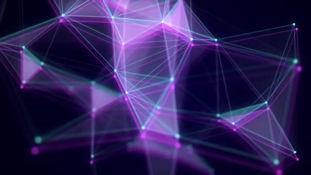 グリッチ効果で着色されたネットワーク接続構造 科学の背景 抽象的なデジタル背景 ビッグデータの可視化 3Dレンダリング — ストック動画