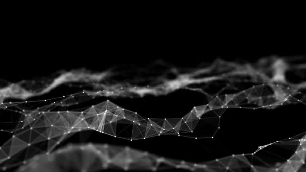 黑暗的粒子波 大数据可视化 动态波的抽象背景 3D渲染 — 图库视频影像