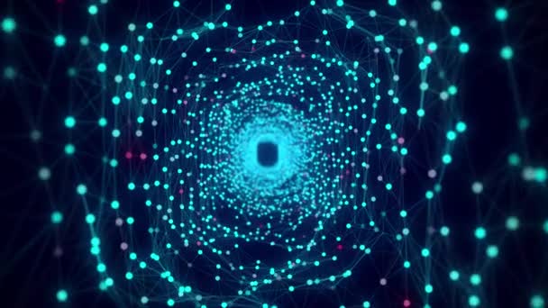 Abstraktní Portál Kruhový Tunel Nebo Červí Díra Digitální Pozadí Připojenými — Stock video