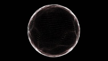 Bağlantı noktaları olan soyut küre. Parçacıklardan oluşan tel çerçeve küresi. Büyük veri görselleştirmesi. 3d oluşturma.