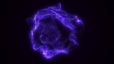 Noktaları birleştirilmiş soyut mavi küre. Parçacıklardan oluşan tel çerçeve küresi. Büyük veri görselleştirmesi. 3d oluşturma.