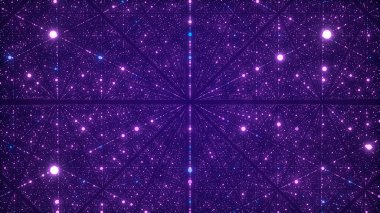 Sonsuz uzay arkaplanı. Soyut fütüristik yıldız tozu arkaplanı. Noktalı renkli evren. 3B görüntüleme.