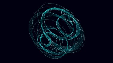 Noktaları ve çizgileri birleştiren soyut mavi küre. Kablo çerçeve teknoloji küresi. Büyük veri görselleştirmesi. Vektör illüstrasyonu.