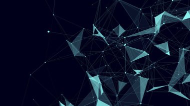 Mavi ağ bağlantı yapısı. Bilim geçmişi. Soyut dijital arkaplan. Büyük veri görselleştirmesi. Vektör illüstrasyonu.