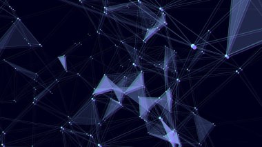 Arıza efektli mavi ağ bağlantı yapısı. Bilim geçmişi. Soyut dijital arkaplan. Büyük veri görselleştirmesi. Vektör illüstrasyonu.