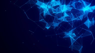 Ağ bağlantısı yapısı. Mavi bilim geçmişi. Soyut dijital arkaplan. Büyük veri görselleştirmesi. 3d oluşturma.