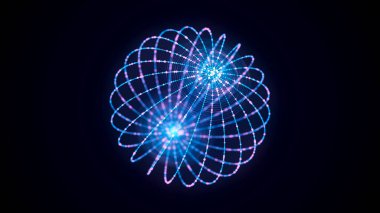 Noktaları ve çizgileri birleştiren soyut mavi küre. Kablo çerçeve teknoloji küresi. Büyük veri görselleştirmesi. 3d oluşturma.