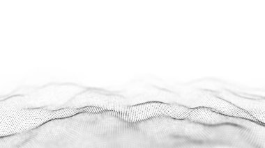 Teknolojik beyaz partikül dalgası. Büyük veri görselleştirmesi. Analitik temsil. Dijital arka plan. 3d oluşturma.