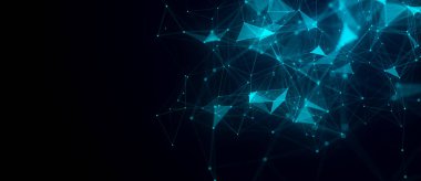 Ağ bağlantısı yapısı. Mavi bilim geçmişi. Soyut dijital arkaplan. Büyük veri görselleştirmesi. 3d oluşturma.