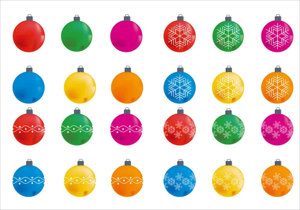 Weihnachtskugeln Verschiedenen Farben Und Designs — Stockvektor